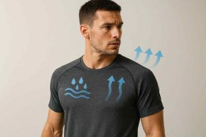 Pakaian olahraga berbahan dry fit yang nyaman digunakan saat beraktivitas