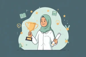 Ilustrasi SMP Islam berprestasi akademik Jogja dengan suasana belajar islami yang kompetitif dan berkualitas